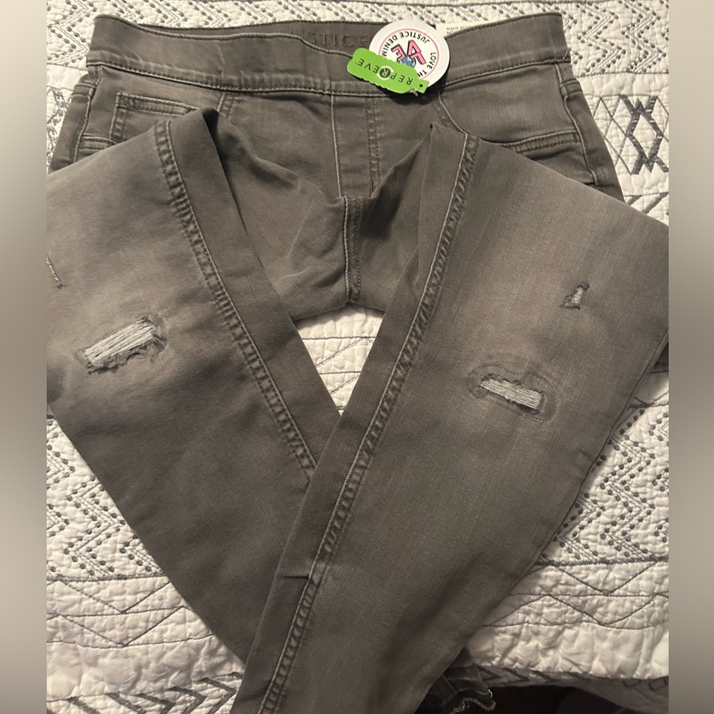 Justice Gray Denim Jeggings NWT Youth size 14 Plus